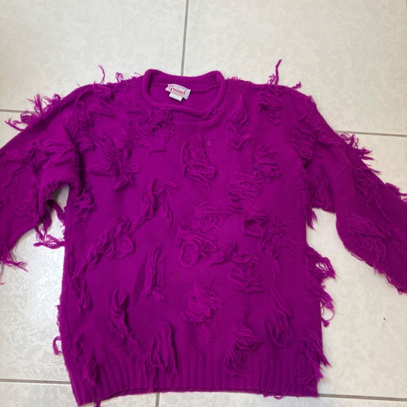 Fun girls purple sweater. - Picture 3 of 5